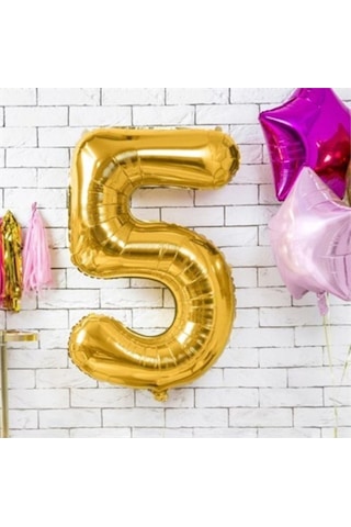 40" İnç 100 CM 5 Beş Rakamı Folyo Balon Gold