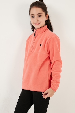 Lela Yumuşak Dokulu Fermuarlı Dik Yaka Şardonlu Kışlık Unisex Çocuk Polar 5905002 Somon