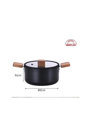 0128 D-neobn220 Bıen Alumınyum Dokum Tencere Sıyah 20cm