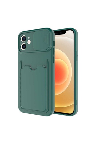 Apple Uyumlu iPhone 12 Mini Kılıf Zore Kartix Kapak Koyu Yeşil