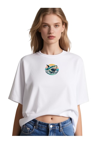 Ogc Köpek Balığı Oversize Unisex T-shirt Beyaz