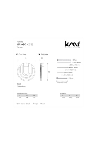 Mango Zamak Kulp Dolap Çekmece Ünite Komidin Kulbu Siyah