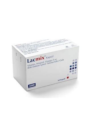 Lacmix Vitamin Mineral Omega-3 ve Bitki Ekstresi İçeren Takviye Edici Gıda 60 Kapsül