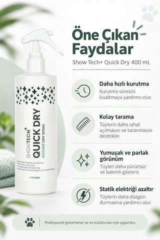 Showtech Quick Dry Kurutma Süresini Kısaltan Tüy Spreyi 400 Ml - Islaktan Kuruya Bir Anda