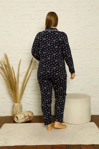 Akbeniz Kadın Pamuklu Cepli Uzun Kol Büyük Beden Pijama Takım 202 (519884273)