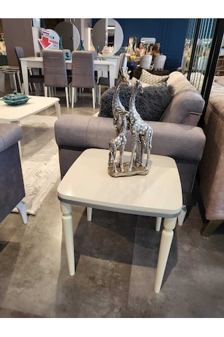 Akset Lüx Yan Sehpa Gümüş Krem