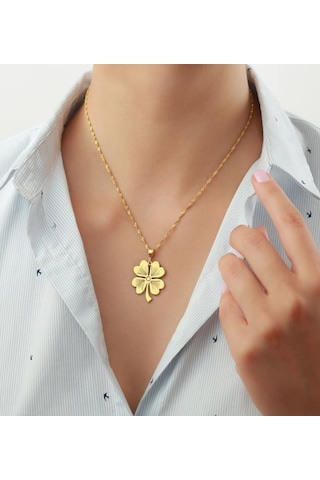 4 Yapraklı Yonca Kolye Gold