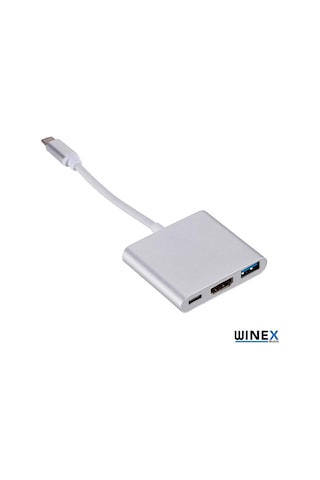 Winex 3In1 Type-C To Hdmı Hub Port Adaptör Pd Usb 3.0 4K Hdmı