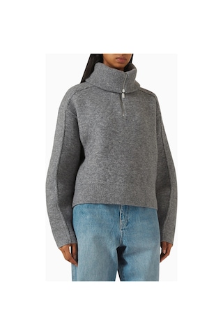 Represent Polar Half-zip Knit Sweater, Gri Lüks Yarım Fermuarlı Triko