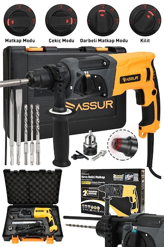 Assur ASR520 850 W Darbeli Kırıcı Delici Hilti Sarı