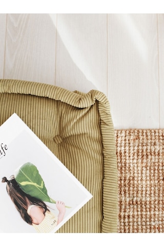 Fitilli Kadife Bisküvi Minder Haki