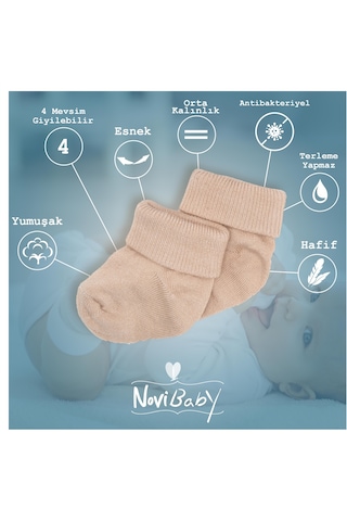 Novibaby 12'li Bambu Yenidoğan Bebek Çorap I Mix Boy I Kız Erkek Bebek Çorabı Çok Renkli