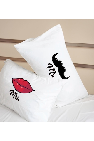 Bk Gift Sevgili Tasarımlı Pamuklu 2 Li Yastık Kılıfı Seti-14 50x70cm , Sevgiliye , Ev si, Tasarım Ev Tekstili