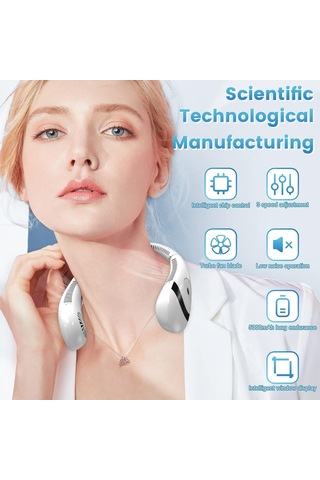 Taşınabilir Boyun Vantilatörü, 5000mah Şarjlı Usb Boyun Fanı İle