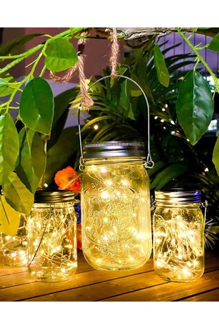 Besthome1 Güneş Enerjili Dekoratif Mason Kavanoz Lambası - 2'li Set, Ip65 Su Geçirmez, 50.000 Saat Ömür