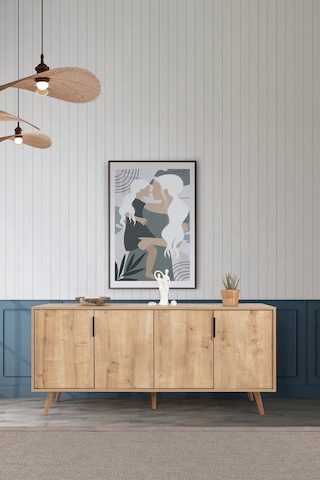 4814 Sırma 180 Cm Ahşap Ayaklı , Metal Kulplu Konsol , Safir , Oturma Odası , Salon Safir