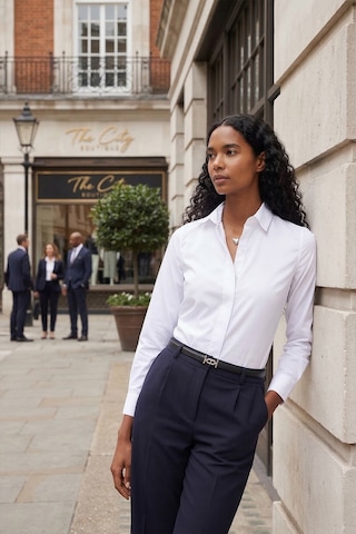 Tudors Kadın Slim Fit Dar Kesim Vucüda Oturan Uzun Kollu Gizli Düğme Detaylı Beyaz Basic Gömlek-35320 Beyaz