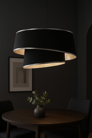 Gümüş Varaklı Orion Avize Siyah