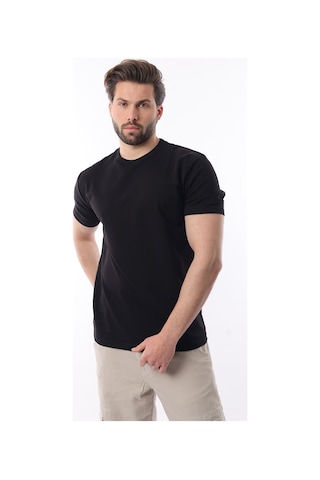 Madmext Siyah Bisiklet Yaka Basic Kısa Kollu Tişört 7042 Siyah