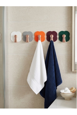 Mucit Home 2 Adet Bronz Detaylı Havlu Askısı Kendinden Yapışkanlı Banyo Askısı Kapı Arkası Askılık Renkli