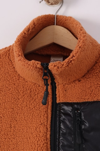 Monox Çocuk Lastik Manşetli Fermuarlı Unisex Kuzu Wellsoft Peluş Ceket Kiremit