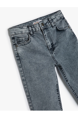 Koton Kot Pantolon Ayarlanabilir Lastikli Pamuklu - Slim Jean Lıght Indıgo 4skb40039td Açık Mavi