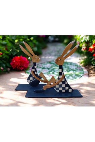Ahşap Tavşan Ailesi, Tavşan Sofra Sunumu, Çocuk Odası Dekor, Deko