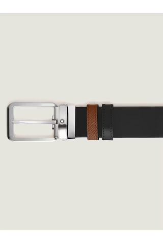 Montblanc Dikdörtgen Tokalı Kızıl Kahve - Siyah 30 Mm Çift Tarafl Kahverengi
