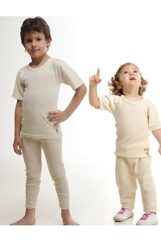 Hasyün 500&550 Unisex Çocuk Termal Yün İçlik Takım-krem Krem