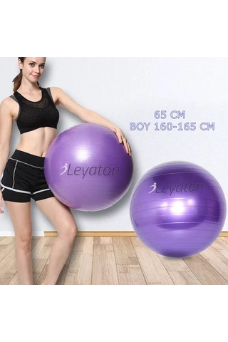 Leyaton 65 CM Pilates Topu Büyük Boy Kalın Yoga Pilates Top-Pompa