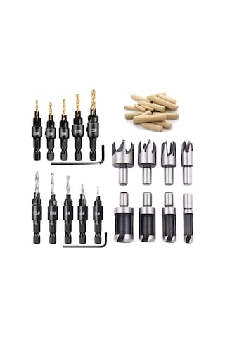 Maiyame Ahşap İşleme İçin Titan Kaplı Altıgen Saplı 6 Parça Delik Seti - Tüp Ve Düz Uçlu Delicilerle Dayanıklı Ahşap Delme Aracı