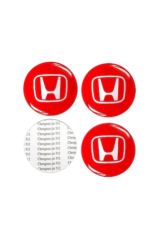 Honda Jant Göbeği Göbek Arması Sticker Kırmızı 4'Lü Set Carmaniak