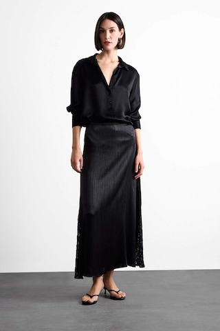 Defacto Yüksek Belli Saten Dantel Detaylı Midi Etek F8040ax25smbk81 Siyah