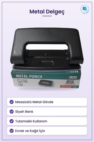 Metal Delgeç Kağıt Delme Aleti Ofis Kırtasiye Evrak Dosyalama Mas Çok Renkli