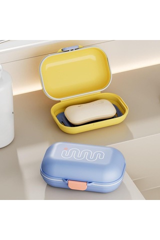 Seyahat İçin Kapaklı Sabun Kutusu, Saklama Kutusu, Banyo Sabunluk Kabı Yeşil