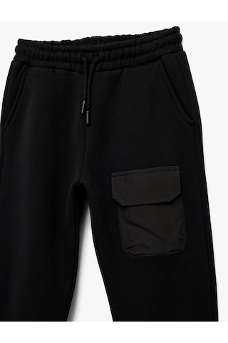 Koton Şardonlu Cep Detaylı Beli Lastikli Basic Jogger Eşofman Altı Siyah 7wkb40009tk