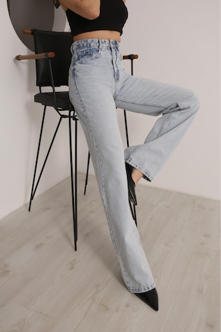 Modanida Kadın Buz Mavisi Yüksek Bel Palazzo Baggy Kot Pantolon Wide Leg Bol Paça Jean Kot Pantolon Gümüş Gümüş