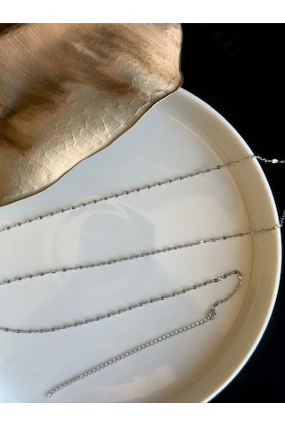 80cm Silver Lip Dudak Zincirli Çelik Bel Takısı Glorius Serisi Silver