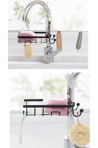 Periboia Musluğa Sabitlenen Çelik Bulaşık Süngeri Katı Sabun Tut