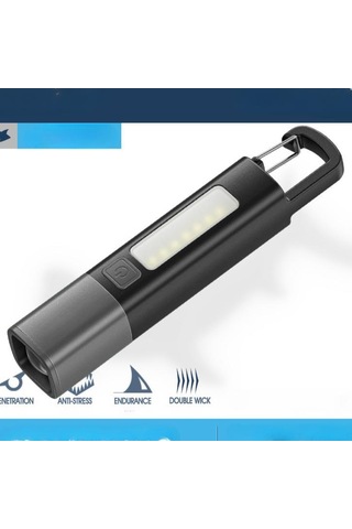 Led Meşale Işığı Xpe Süper Parlak El Feneri Kanca İle Kamp Işık Usb Şarj Edilebilir Zumlanabilir Su Geçirmez Dış Mekan Çalışma Işıkları Siyah - Gri