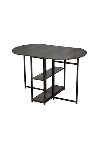 Nona Siyah Metal Kahverengi Katlanır Yemek Masası