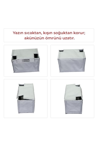 Akü Muhafaza Kılıfı - Gri- 70ah-72ah-74ah-76ah Amper Uyumlu