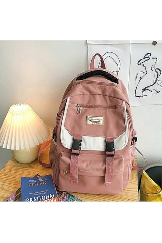 Ganzhoushop Günlük Kullanım İçin Klasik Sırt Çantası Büyük Kapasiteli Kore Tarzı Omuz Çantası Açık Hava Okul Ofis Pembe Çok Renkli