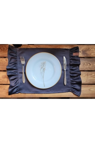 Serra Saten 2 Kenar Fırfırlı Antrasit Vintage Amerikan Servis 30x50