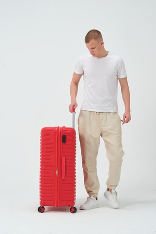 Keo-plus Kırmızı Büyük Boy Silikon Kırılmaz Pp Valiz Kırmızı