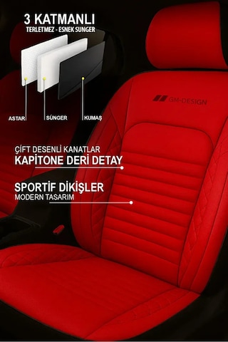 Mercedes-benz /8 W115 230.4 115.017 110 Hp 1973 Uyumlu İstanbul Serisi Deri Kırmızı Oto Kılıfı Tam Set,