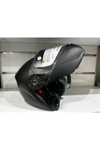 Sway 917 Güneş Gözlüklü Çene Açılır Motosiklet Kaskı Mat Siyah