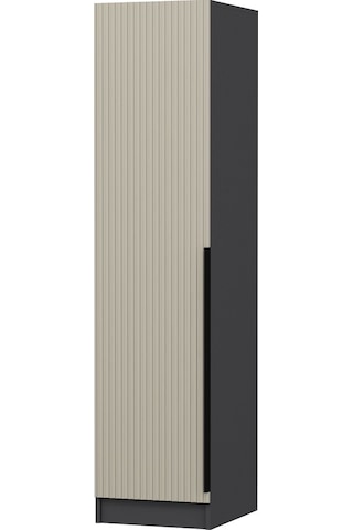 Minar Kale 1 Kapaklı Dolap Çizgili Mebran 190cm - Antrasit/kumtaşı - Raflı Çok Renkli
