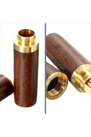 Omeniv Abanoz Ahşap Pirinç Kutu Kapsül Tüp İlaç İğne Outdoor