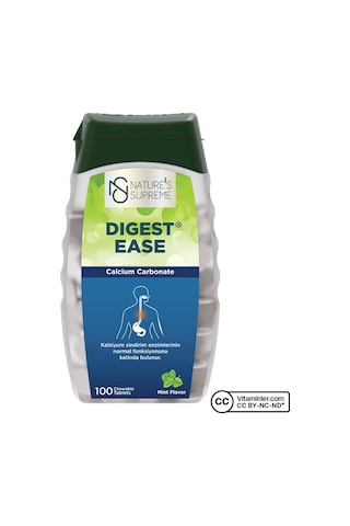 Natures Supreme Digest Ease 100 Çiğnenebilir Tablet Nane